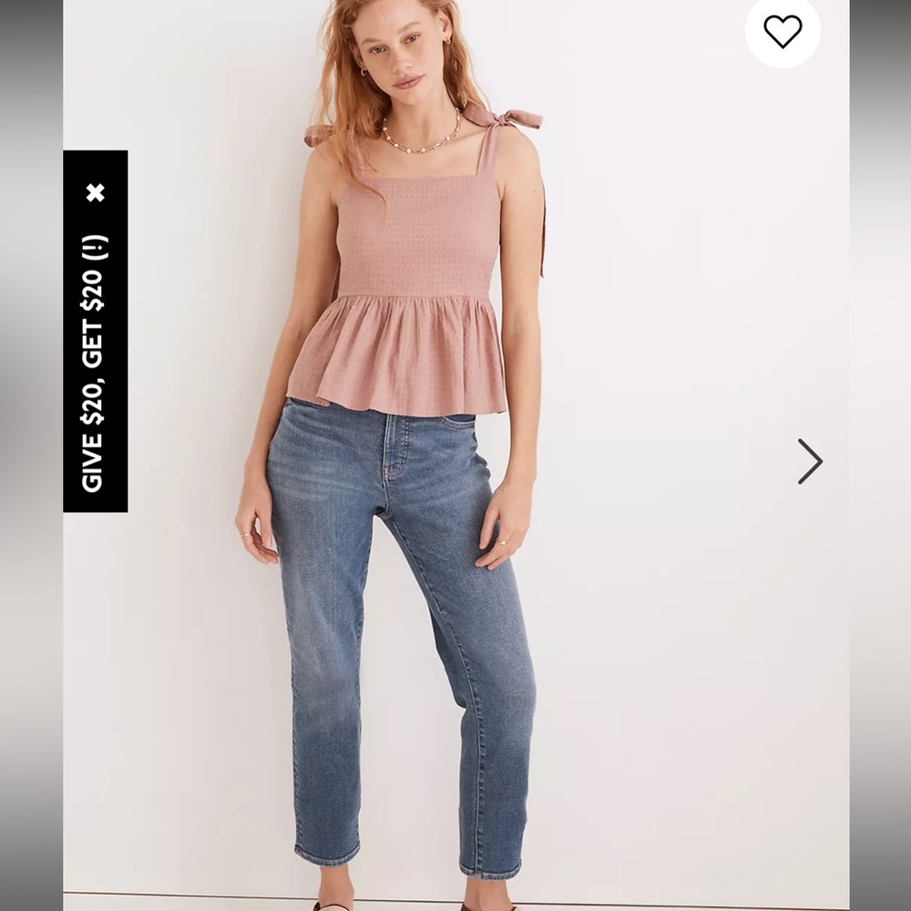 Madewell Rosalie Tie-Strap Top in Textured Gingham